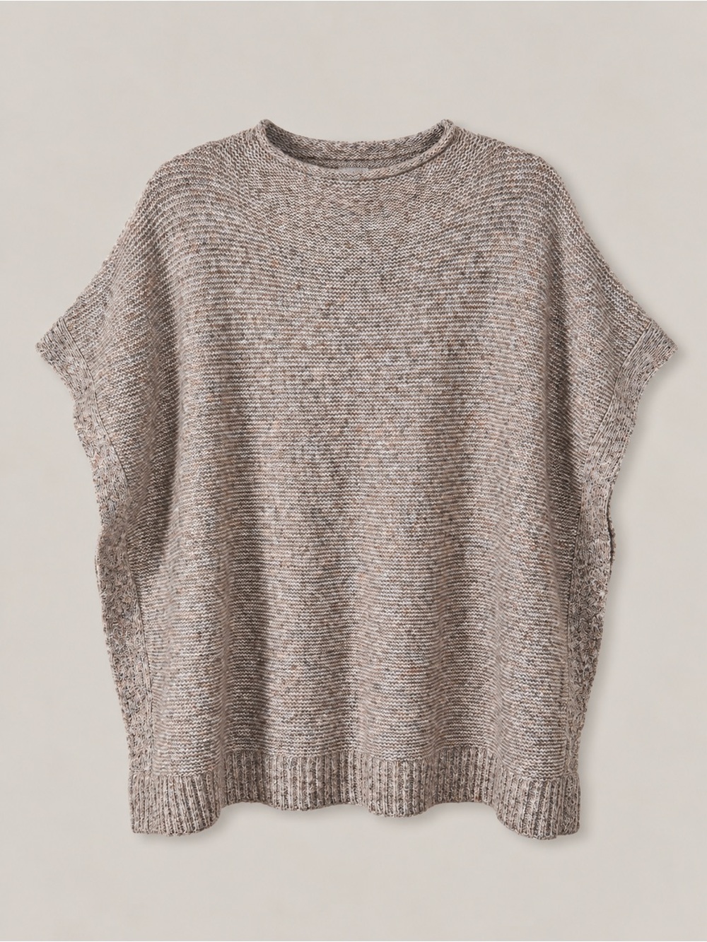 Womens Oversized Knit Poncho OS Layers Neutral Coastal Fisherman Slouchy New